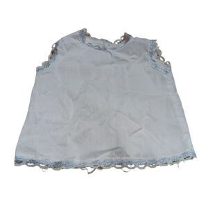 Vintage Doll Clothes Light Blue‎ Sleeveless top with Lace Flaws read